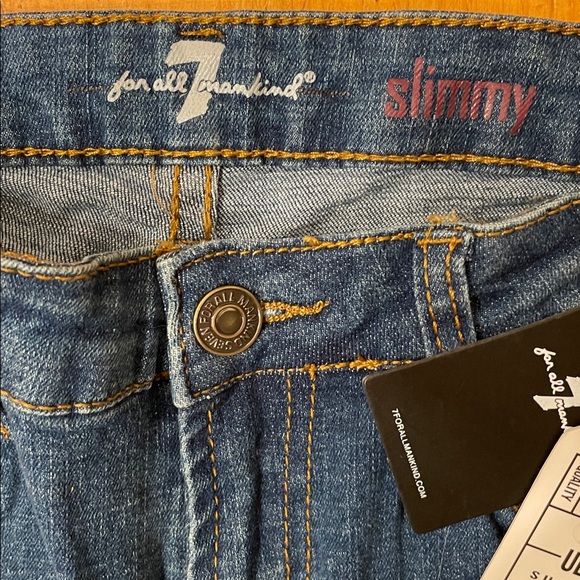 7 For all mankind Sedona slimmy comfort stretch Blue Jeans straight leg size 10 - Picture 4 of 9